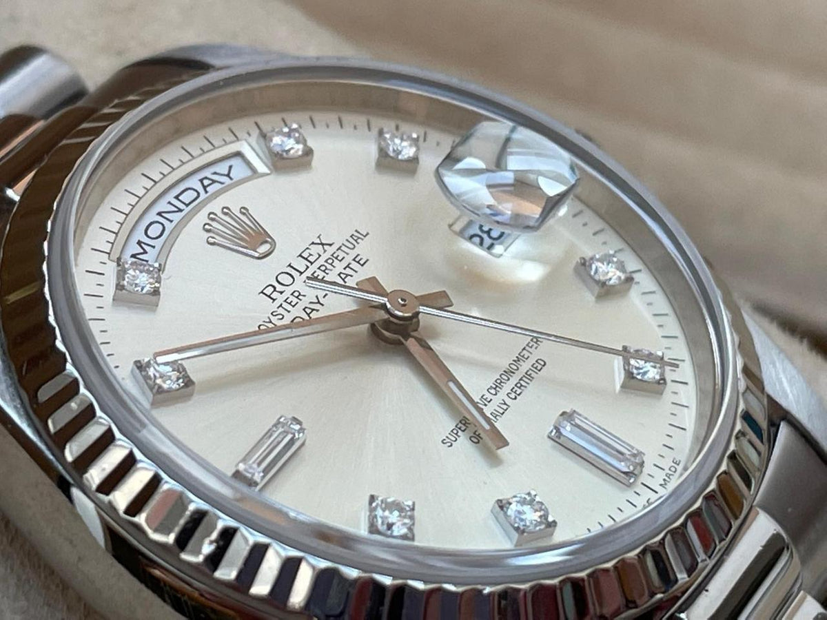 Rolex Day-Date 36 18239 A-Series Silver Diamond Dial