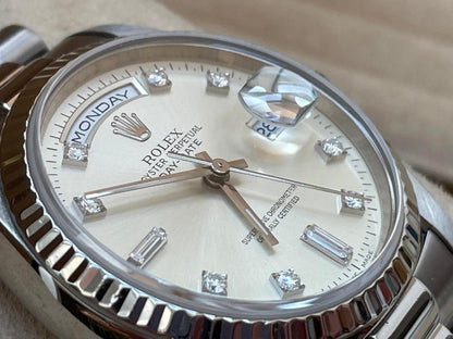 Rolex Day-Date 36 18239 A-Series Silver Diamond Dial