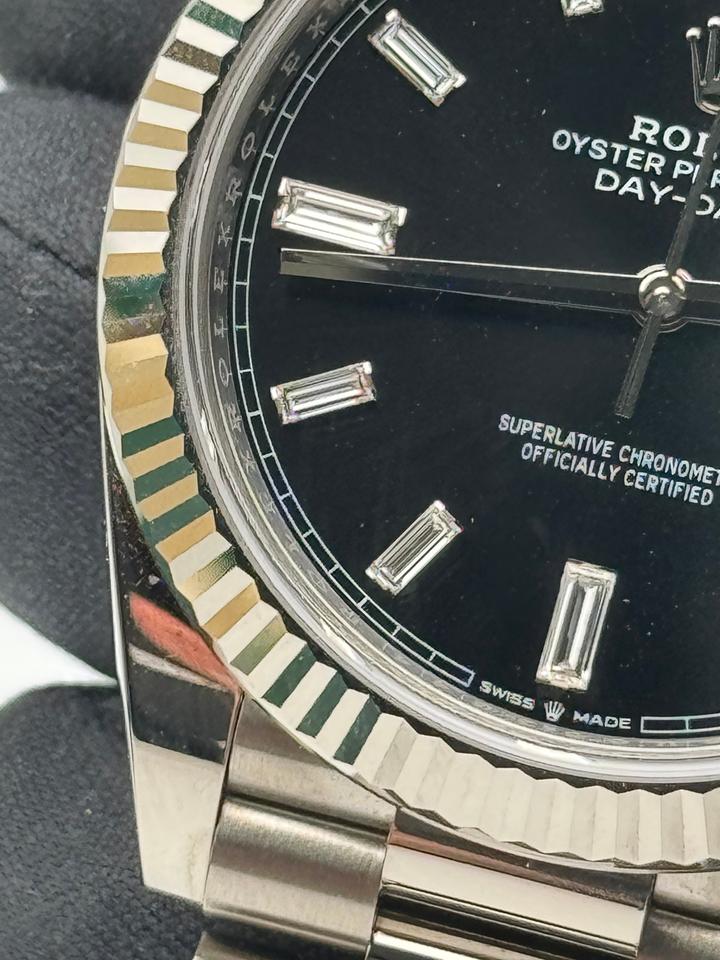 Rolex Day-Date 40 228239 Black Diamond-Set Dial White Gold