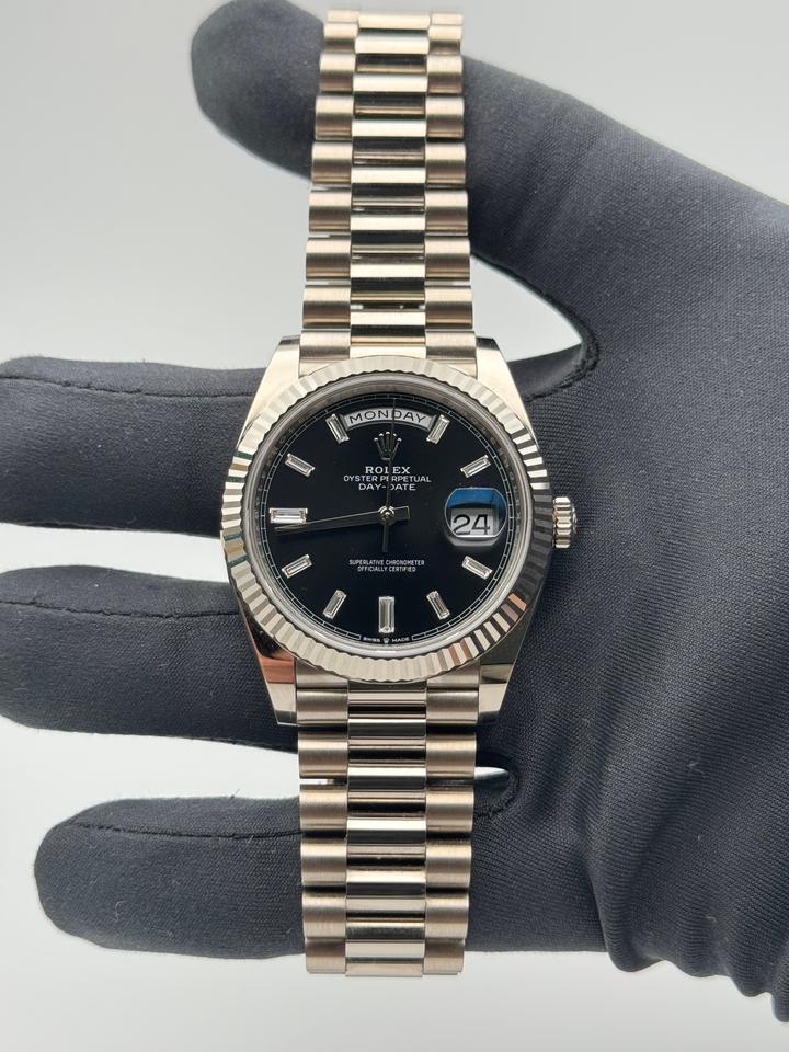 Rolex Day-Date 40 228239 Black Diamond-Set Dial White Gold