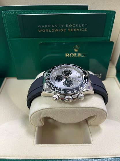 Rolex Cosmograph Daytona 126519LN White Gold Silver Black Dial Oysterflex