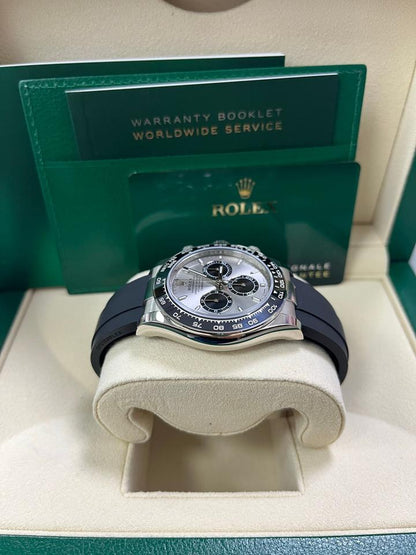 Rolex Cosmograph Daytona 126519LN White Gold Silver Black Dial Oysterflex