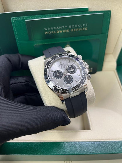 Rolex Cosmograph Daytona 126519LN White Gold Silver Black Dial Oysterflex