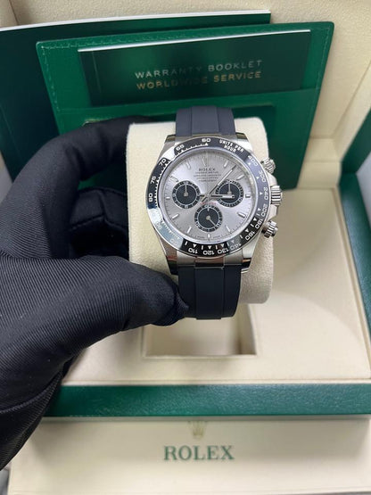Rolex Cosmograph Daytona 126519LN White Gold Silver Black Dial Oysterflex
