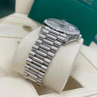 Rolex Day-Date 40 228349RBR White Gold Silver Baguette Diamond Dial