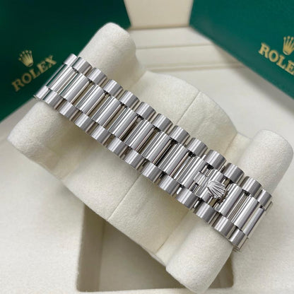 Rolex Day-Date 40 228349RBR White Gold Silver Baguette Diamond Dial