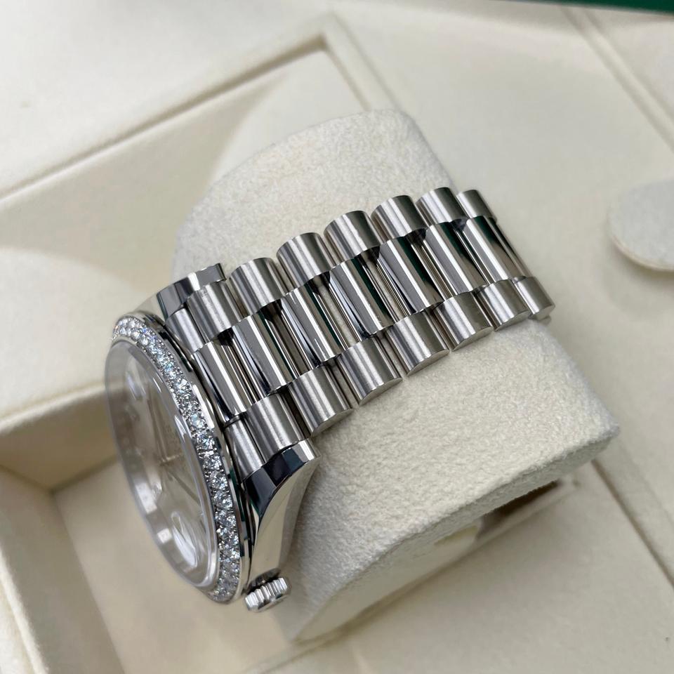 Rolex Day-Date 40 228349RBR White Gold Silver Baguette Diamond Dial