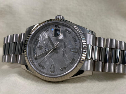 Rolex Day-Date 36 118239 White Gold Meteorite Teardrop Diamond Dial