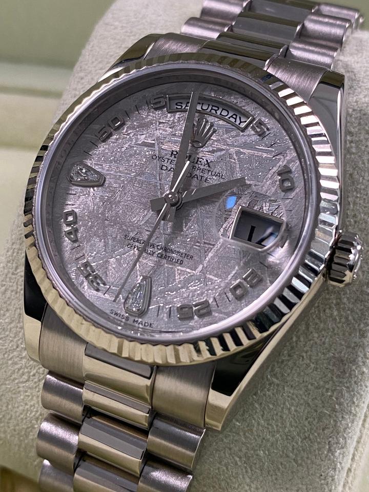 Rolex Day-Date 36 118239 White Gold Meteorite Teardrop Diamond Dial