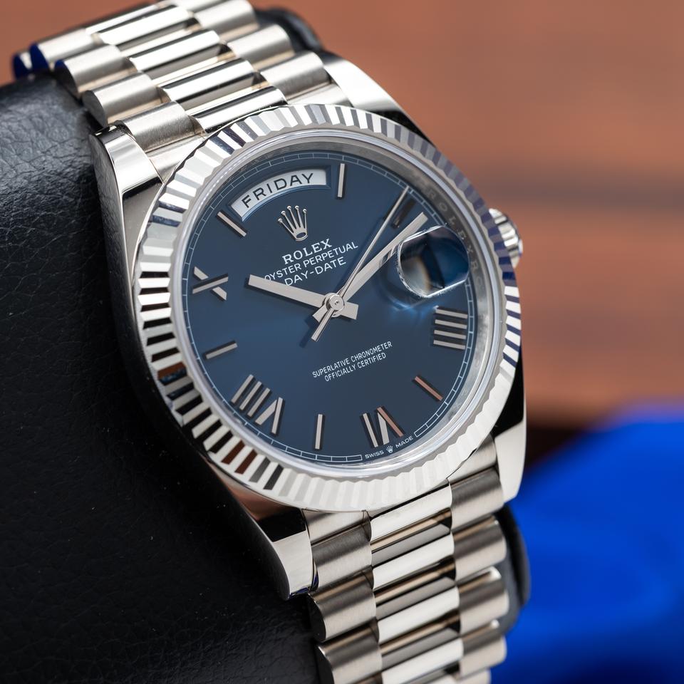 Rolex Day-Date 40 228239 White Gold Blue Dial