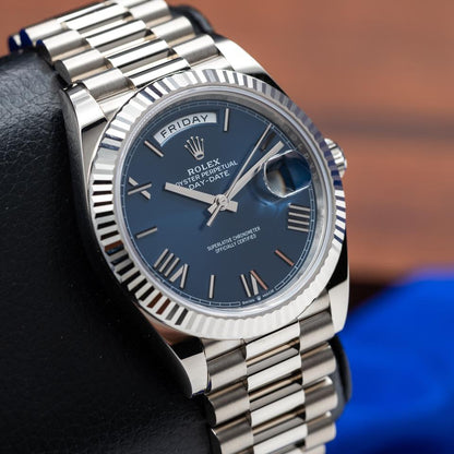 Rolex Day-Date 40 228239 White Gold Blue Dial