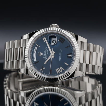 Rolex Day-Date 40 228239 White Gold Blue Dial