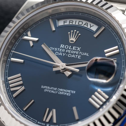 Rolex Day-Date 40 228239 White Gold Blue Dial