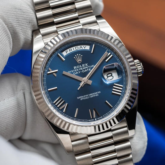 Rolex Day-Date 40 228239 White Gold Blue Dial