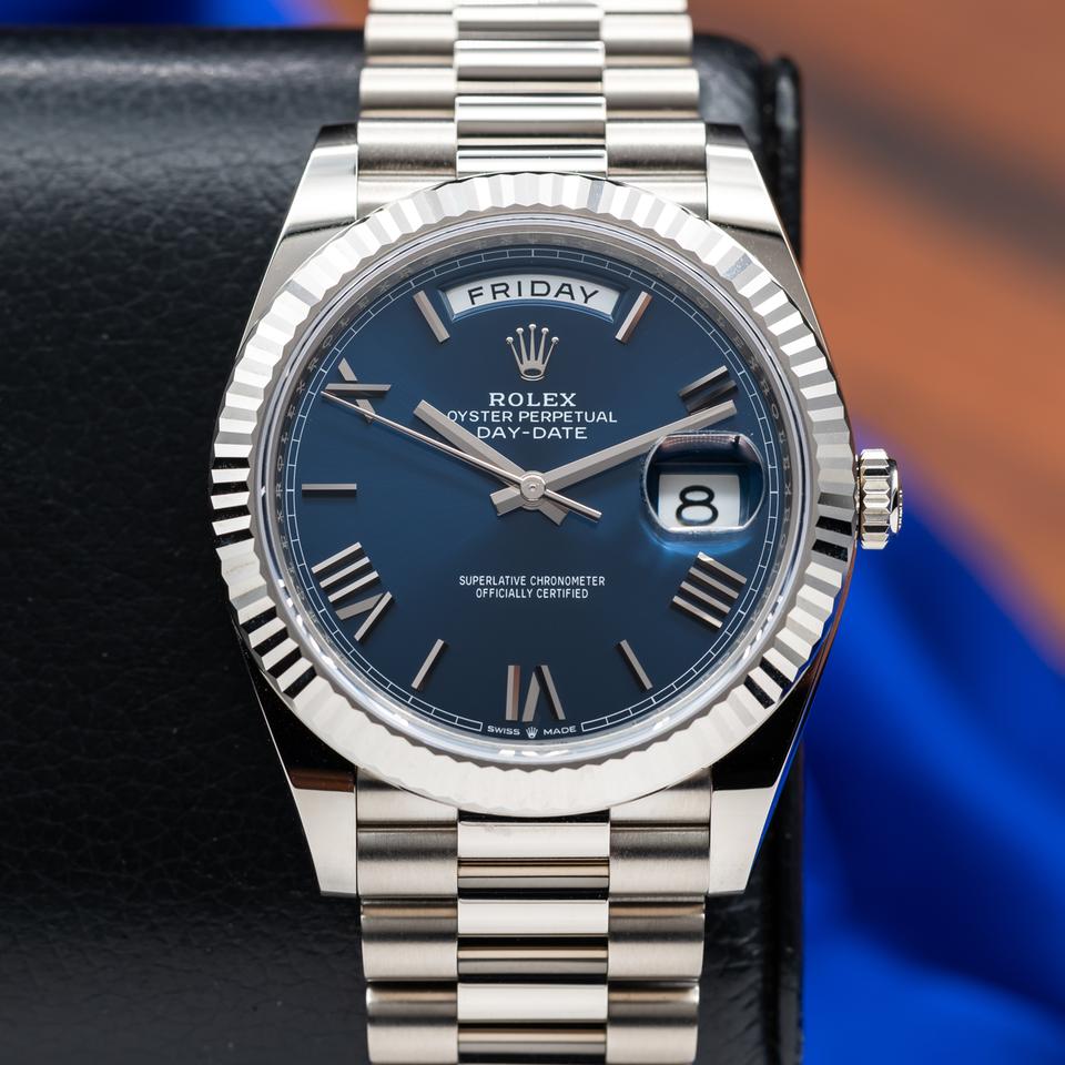 Rolex Day-Date 40 228239 White Gold Blue Dial