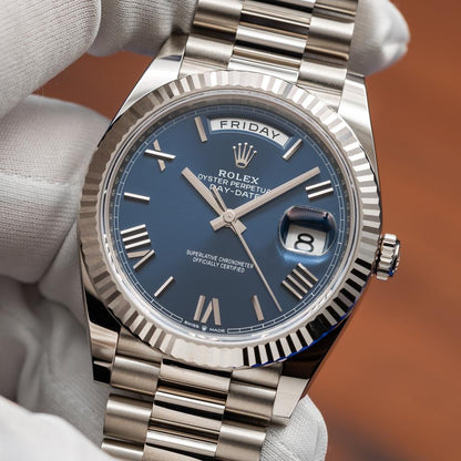 Rolex Day-Date 40 228239 White Gold Blue Dial