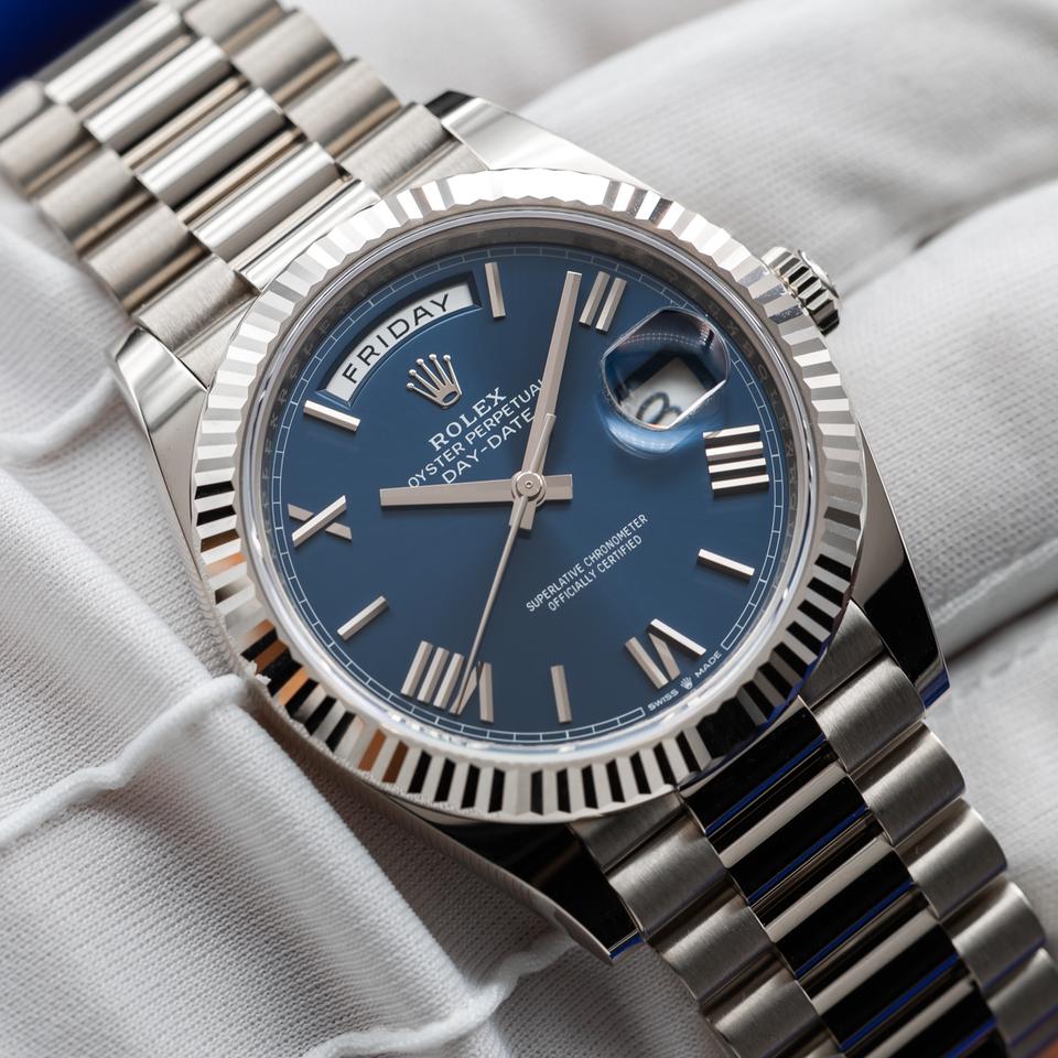 Rolex Day-Date 40 228239 White Gold Blue Dial
