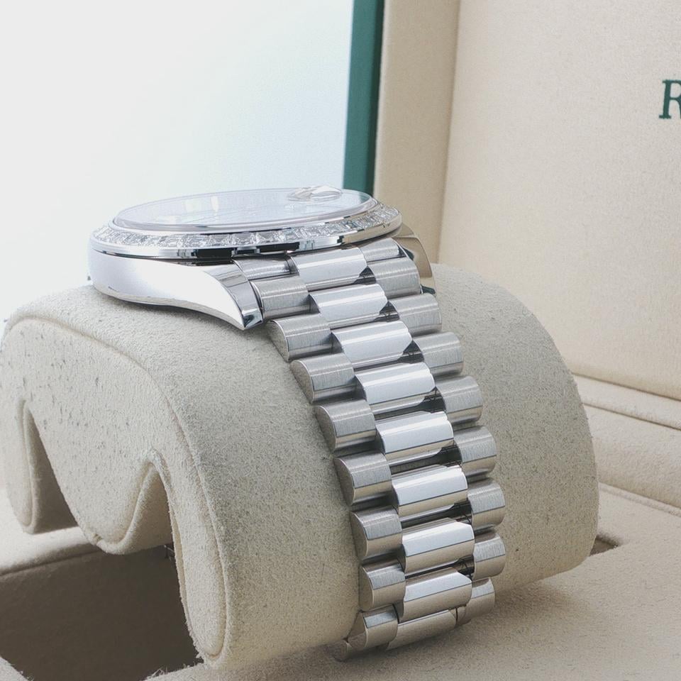 Rolex Day-Date 40 228396TBR Platinum Ice Blue Baguette Diamond Dial