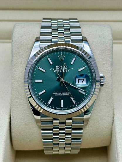 Rolex Datejust 36 Mint Green Jubilee Bracelet 2025