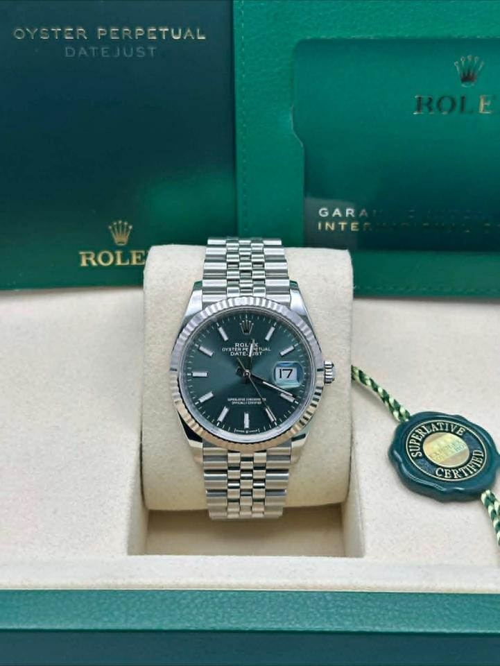 Rolex Datejust 36 Mint Green Jubilee Bracelet 2025