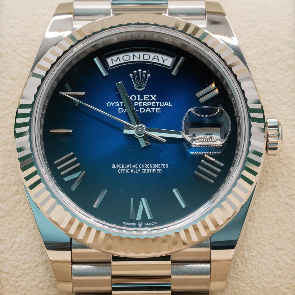 Rolex Day-Date 40 228239 White Gold Blue Ombré Dial