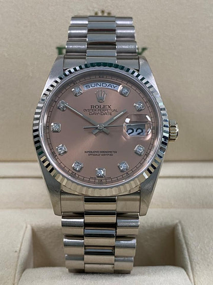 Rolex Day-Date 36 18239 Pink Salmon Diamond Dial