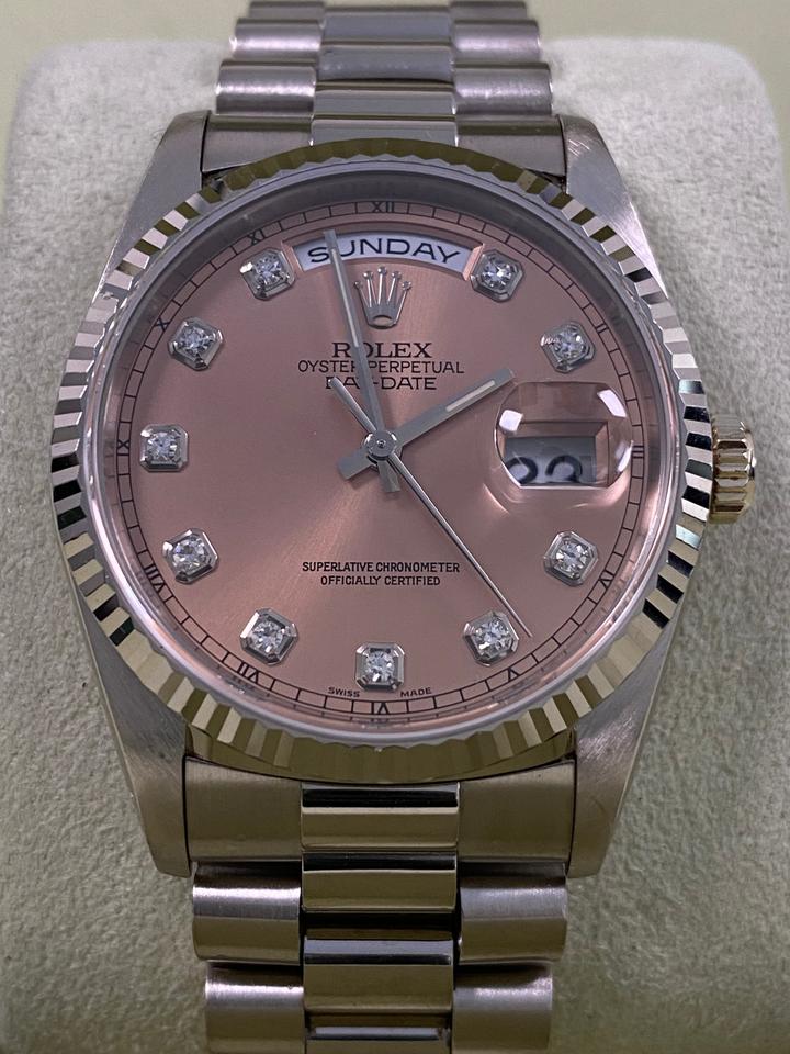 Rolex Day-Date 36 18239 Pink Salmon Diamond Dial