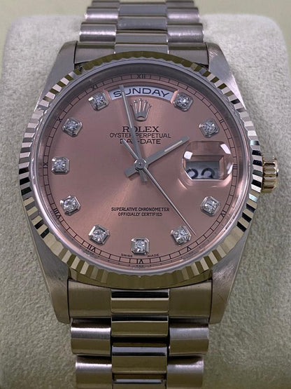 Rolex Day-Date 36 18239 Pink Salmon Diamond Dial