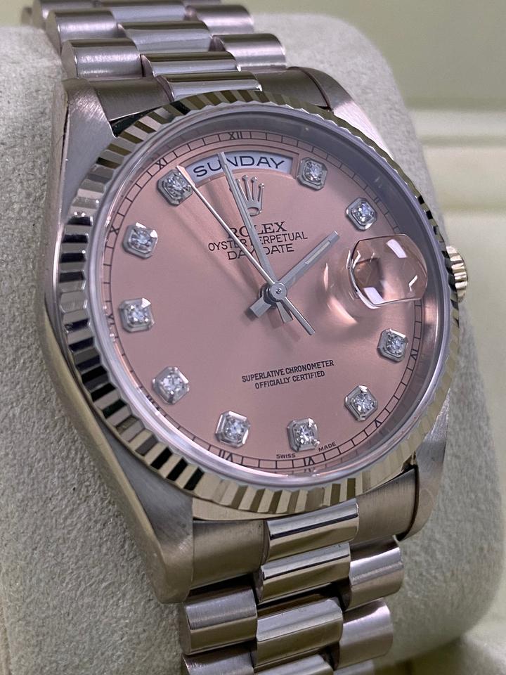 Rolex Day-Date 36 18239 Pink Salmon Diamond Dial