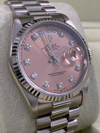 Rolex Day-Date 36 18239 Pink Salmon Diamond Dial