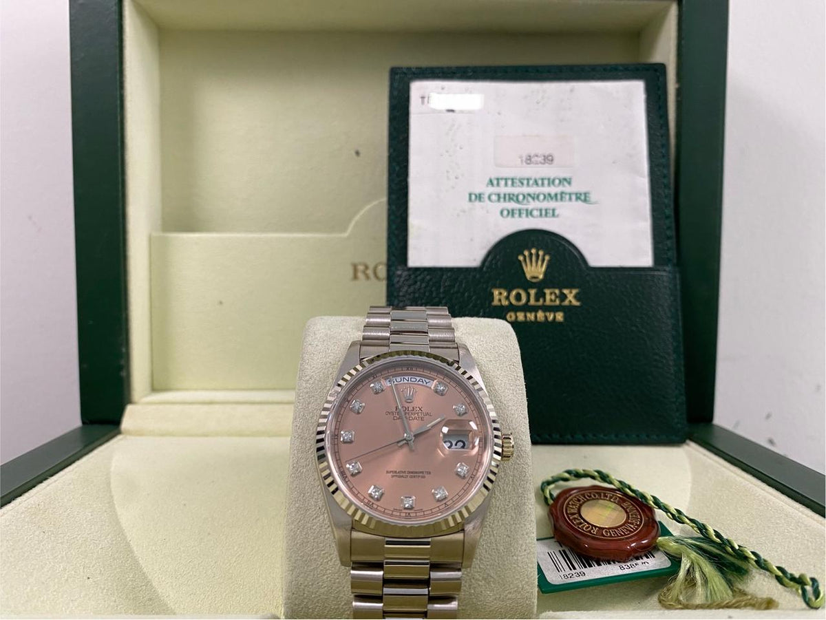 Rolex Day-Date 36 18239 Pink Salmon Diamond Dial