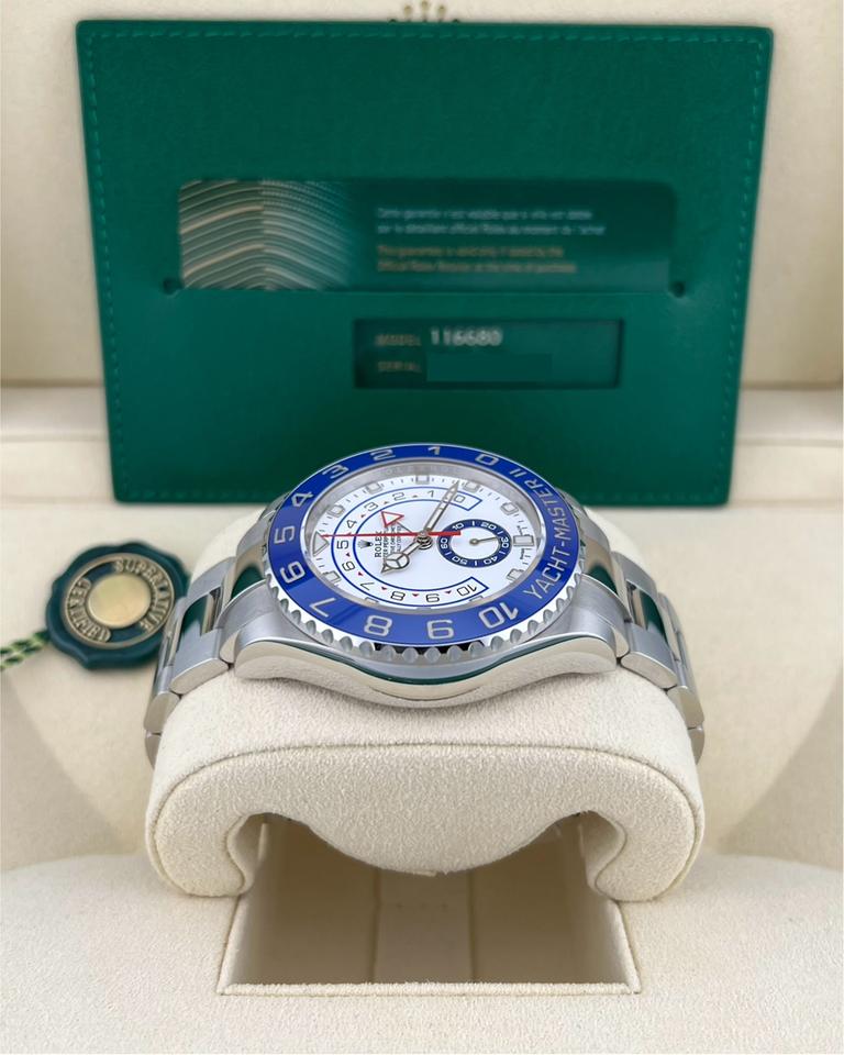 Rolex Yacht-Master II 116680 White Dial Blue Bezel
