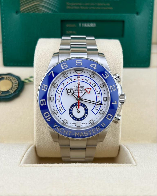 Rolex Yacht-Master II 116680 White Dial Blue Bezel