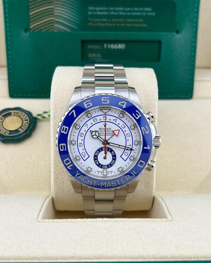 Rolex Yacht-Master II 116680 White Dial Blue Bezel