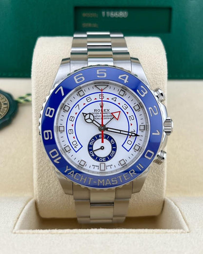 Rolex Yacht-Master II 116680 White Dial Blue Bezel