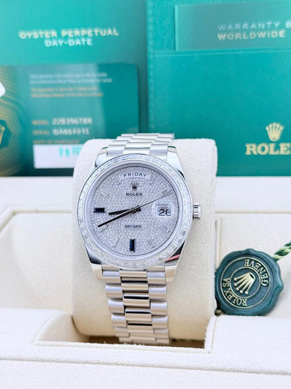 Rolex Day-Date 40 228396TBR Platinum Blue Pave Sapphire Dial