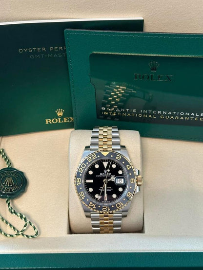 Rolex GMT-Master II 126713GRNR Two-Tone Yellow Gold Black Dial Jubilee
