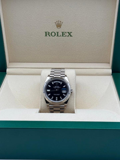 Rolex Day-Date 40 228239 Black Diamond-Set Dial White Gold