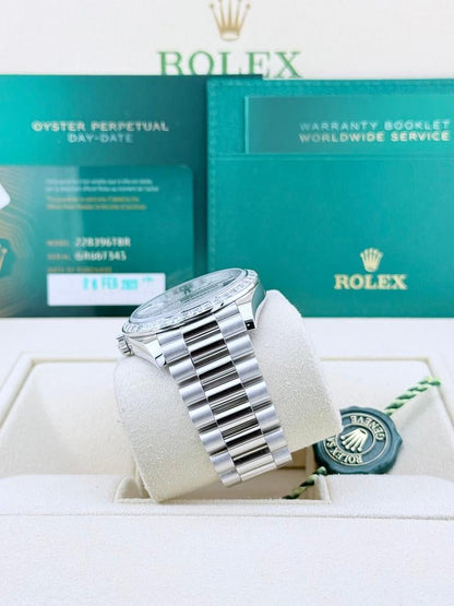 Rolex Day-Date 40 228396TBR Platinum Blue Pave Sapphire Dial