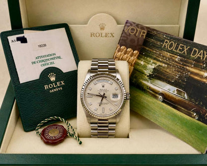 Rolex Day-Date 36 18239 A-Series Silver Diamond Dial