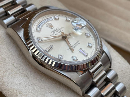 Rolex Day-Date 36 18239 A-Series Silver Diamond Dial