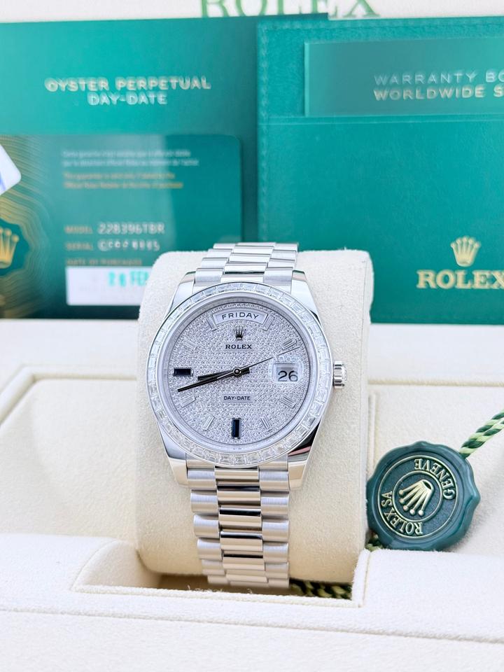 Rolex Day-Date 40 228396TBR Platinum Blue Pave Sapphire Dial
