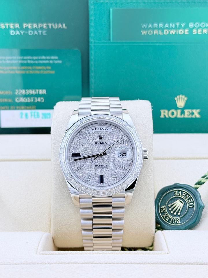 Rolex Day-Date 40 228396TBR Platinum Blue Pave Sapphire Dial