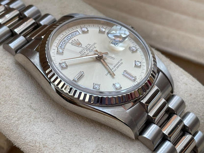 Rolex Day-Date 36 18239 A-Series Silver Diamond Dial