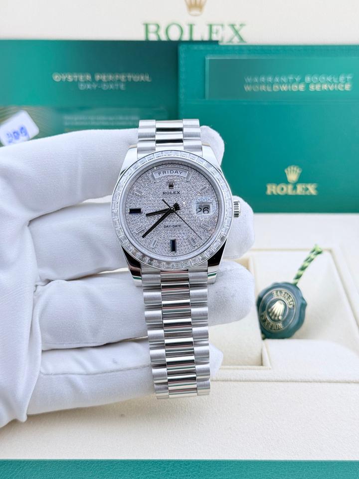 Rolex Day-Date 40 228396TBR Platinum Blue Pave Sapphire Dial