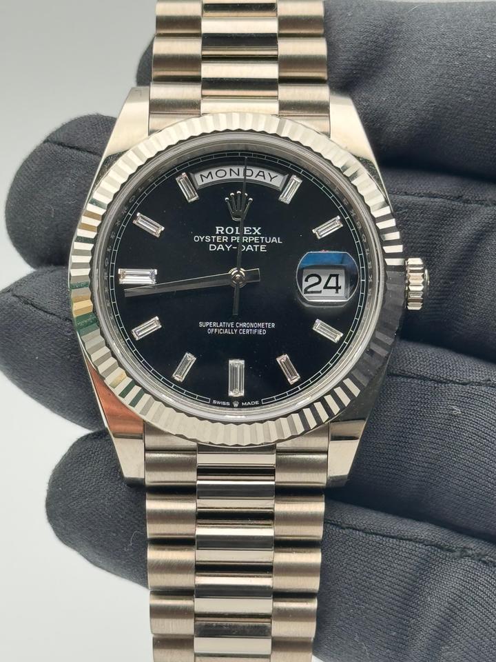 Rolex Day-Date 40 228239 Black Diamond-Set Dial White Gold