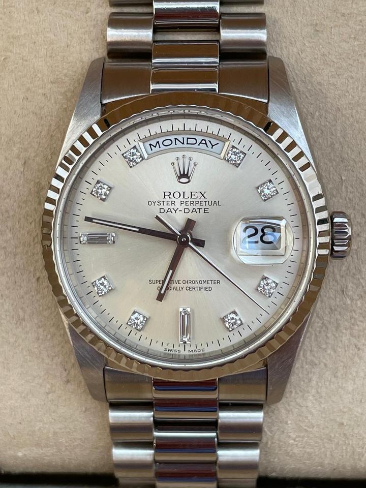 Rolex Day-Date 36 18239 A-Series Silver Diamond Dial