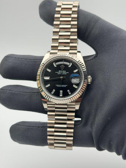 Rolex Day-Date 40 228239 Black Diamond-Set Dial White Gold